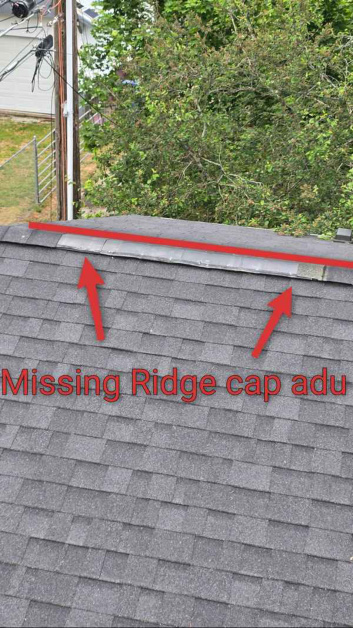 Missing ridge cap identified during North Idaho inspection