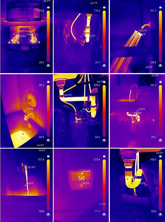 Thermal imaging temperature checks documented during a North Idaho home inspection