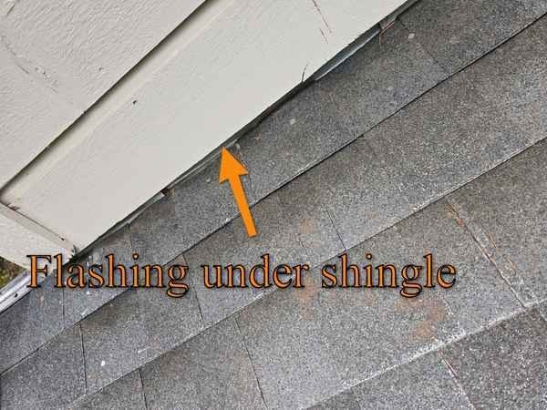Roof-to-wall flashing detail documented during inspection